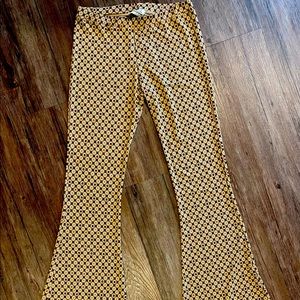 Brown and beige geometric bell bottoms